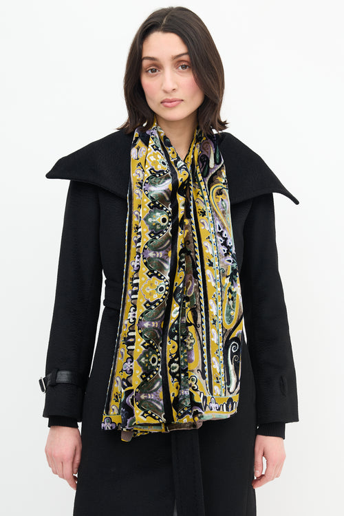 Etro Black & Multi Velvet Paisley Scarf
