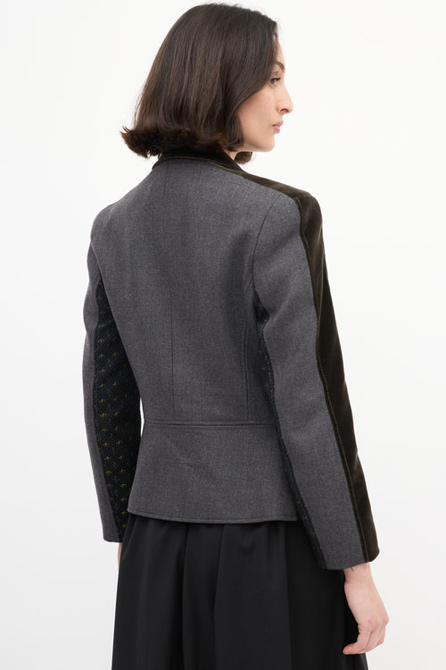 Etro Grey & Multi Tweed Panelled Blazer