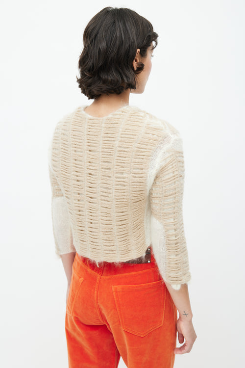 Eckhaus Latta Beige Cropped Knit Wool Sweater