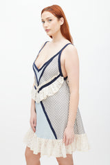 Eckhaus Latta Cream & Blue Lace Dolly Ruffled Dress