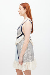 Eckhaus Latta Cream & Blue Lace Dolly Ruffled Dress