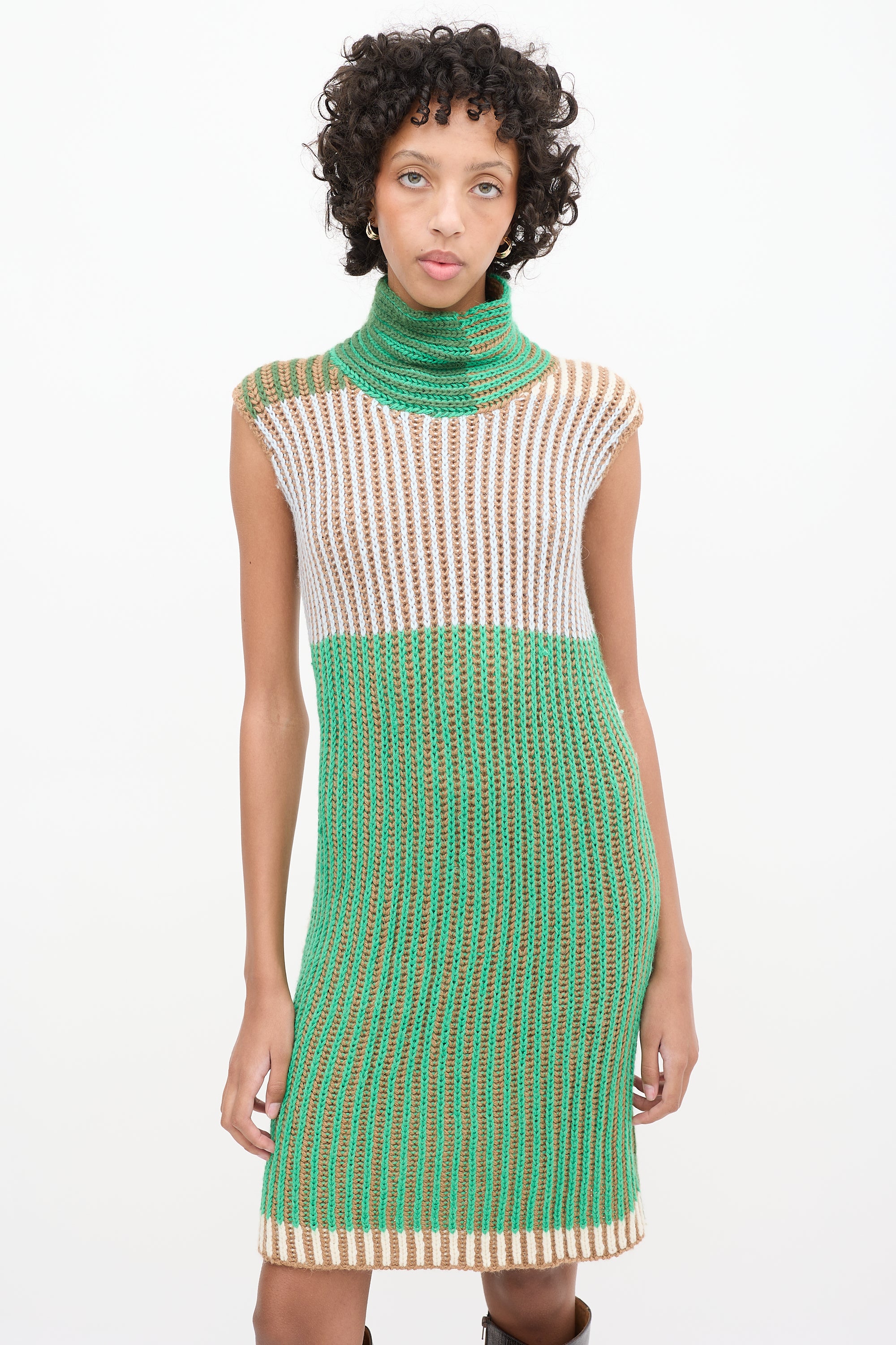 Multi Knit Eckhaus Latta // Green & Multi Knit Cutout High Neck Dress – VSP ...