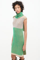 Eckhaus Latta Green & Multi Knit Cutout High Neck Dress