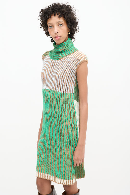 Eckhaus Latta Green & Multi Knit Cutout High Neck Dress