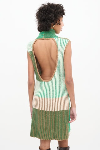 Eckhaus Latta Green & Multi Knit Cutout High Neck Dress