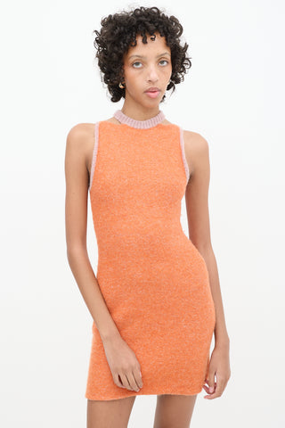 Eckhaus Latta Orange Wool Sleeveless Mini Dress