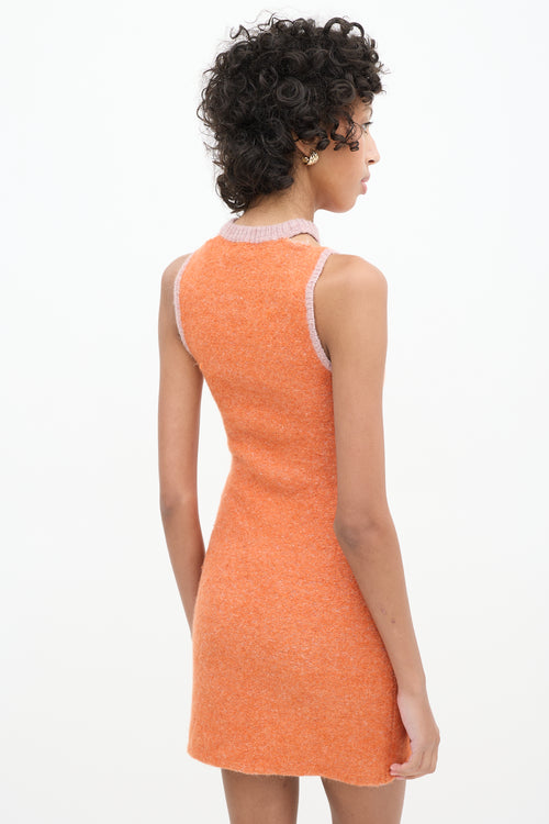 Eckhaus Latta Orange Wool Sleeveless Mini Dress