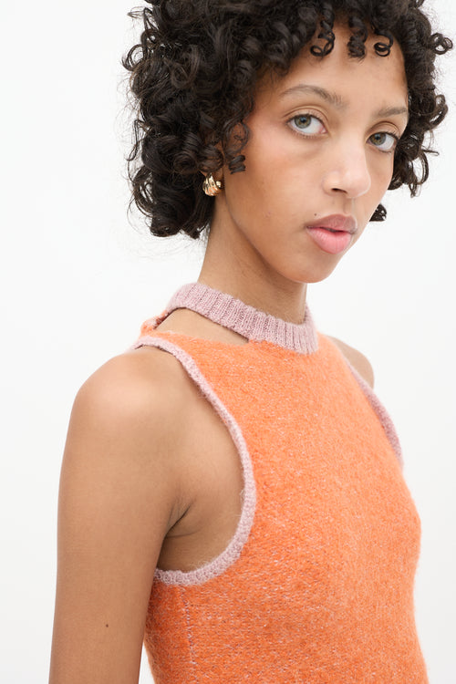 Eckhaus Latta Orange Wool Sleeveless Mini Dress