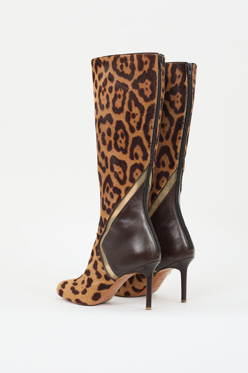 Edmundo Castillo Brown Leather & Textured Hair Boot