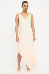 Edward Achour Silk Gradient Ruffled Dress