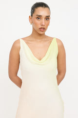 Edward Achour Silk Gradient Ruffled Dress