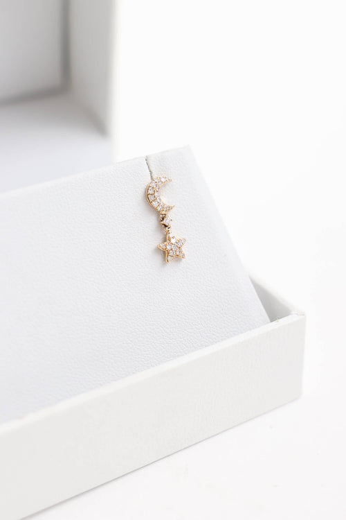Effy 14K Yellow Gold Diamond Moon & Star Earrings