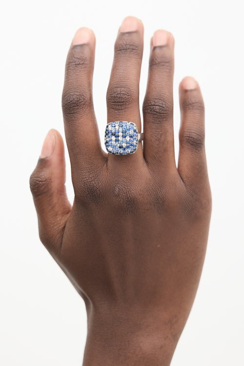 Effy Sterling Silver & Blue Sapphire Square Ring