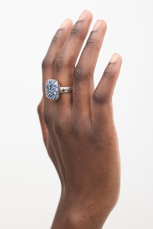 Effy Sterling Silver & Blue Sapphire Square Ring