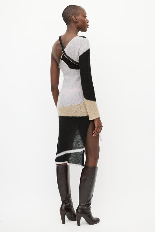 Eckhaus Latta Black & Multicolour Mohair One Shoulder Dress