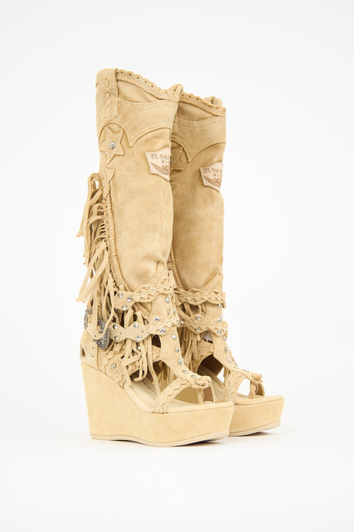 El Vaquero Suede Alexa Fringe Boot