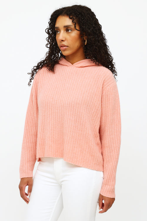 The Elder Statesman Pink Cashmere Hooded Knit Sweater