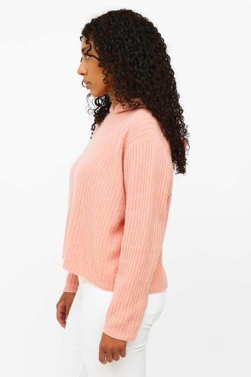 The Elder Statesman Pink Cashmere Hooded Knit Sweater