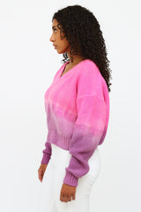 The Elder Statesman Pink and Purple Ombre Cashmere Knit Sweater