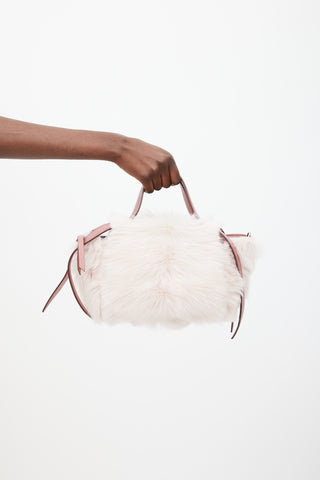 Elena Ghisellini Pink Faux Fur & Leather Bag