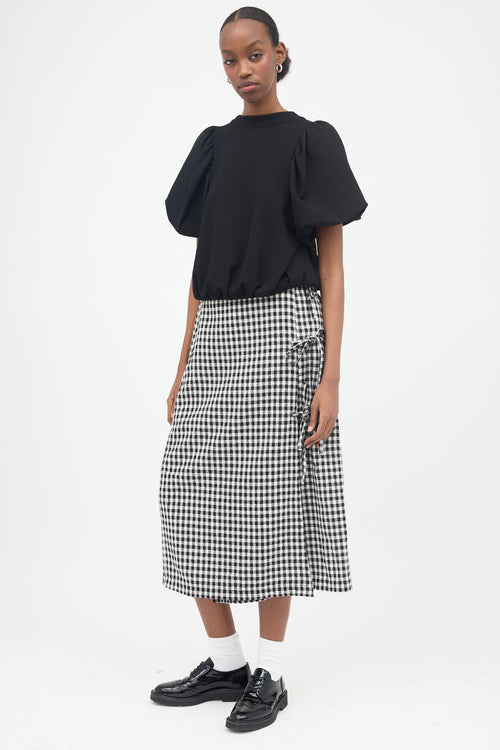 Eleph Wool & Silk Check Wrap Skirt