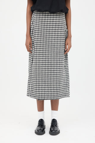 Eleph Wool & Silk Check Wrap Skirt