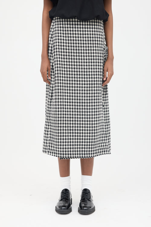 Eleph Wool & Silk Check Wrap Skirt