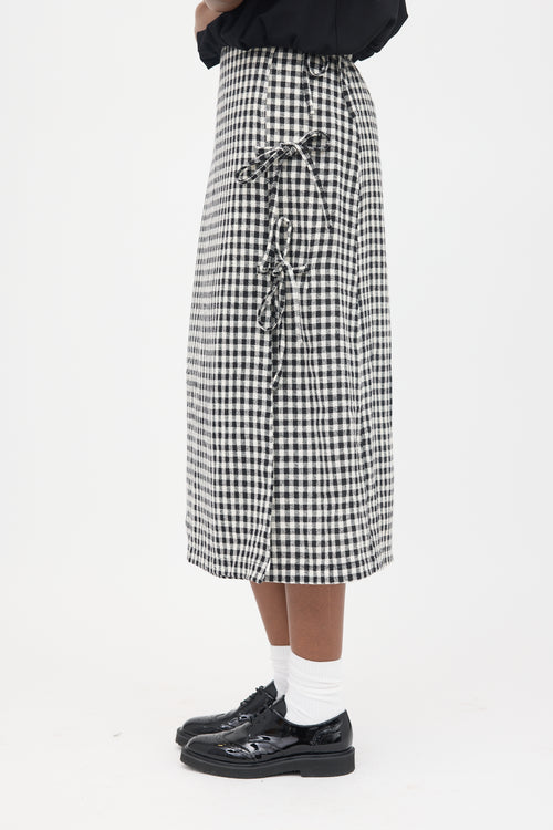 Eleph Wool & Silk Check Wrap Skirt