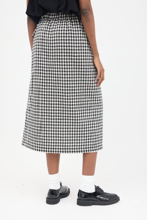 Eleph Wool & Silk Check Wrap Skirt