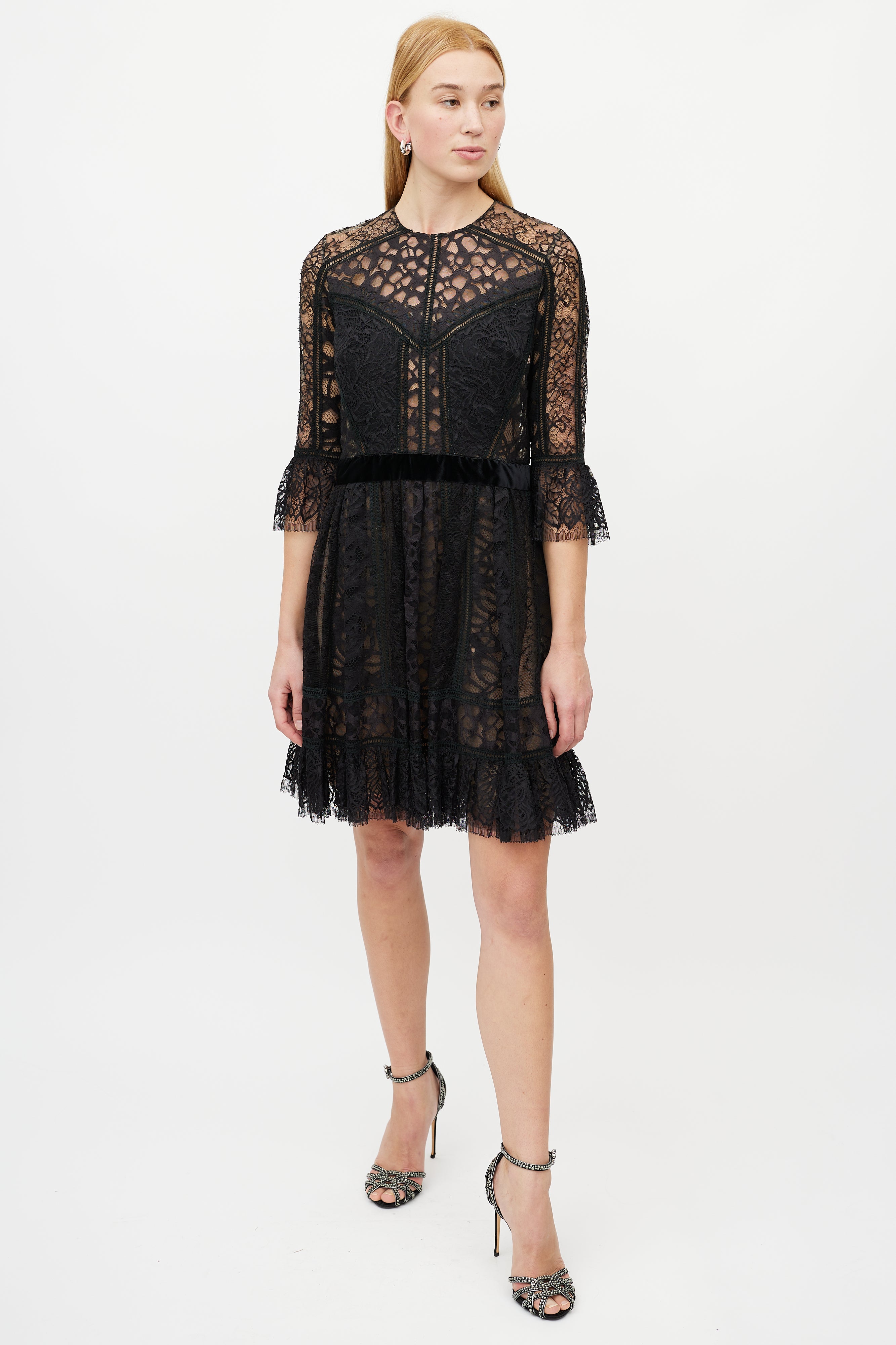 Elie Saab // Black Floral Lace Dress VSP Consignment Elie Saab // Black Floral Lace Dress VSP Consignment