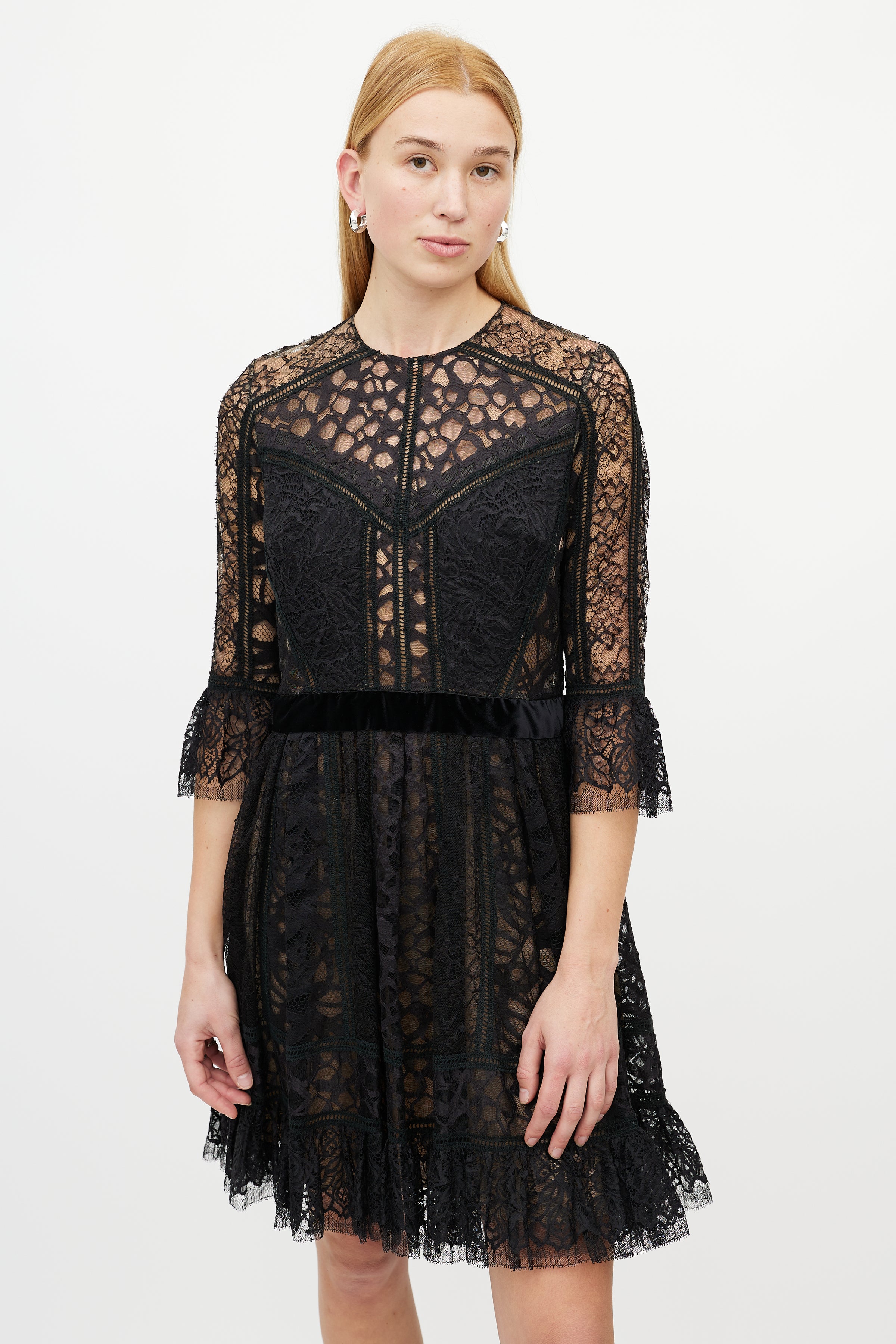elie saab black dress Elie Saab // Black Floral Lace Dress – VSP Consignment