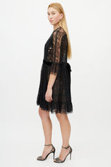 Elie Saab Black Floral Lace Dress