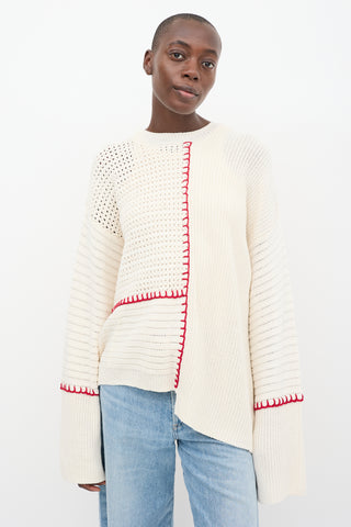 Elizabeth and James Cream & Red Crochet Knit Lois Sweater