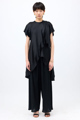 Ellery Crepe Satin Ruffled Top