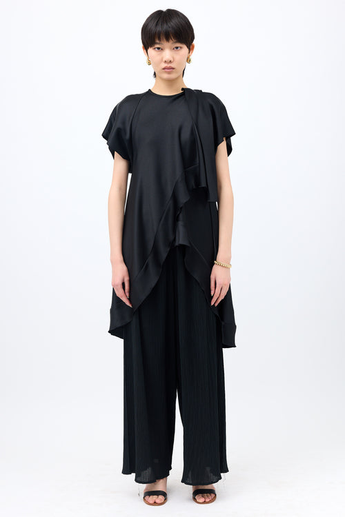 Ellery Crepe Satin Ruffled Top