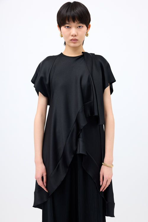 Ellery Crepe Satin Ruffled Top