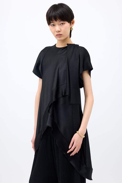Ellery Crepe Satin Ruffled Top