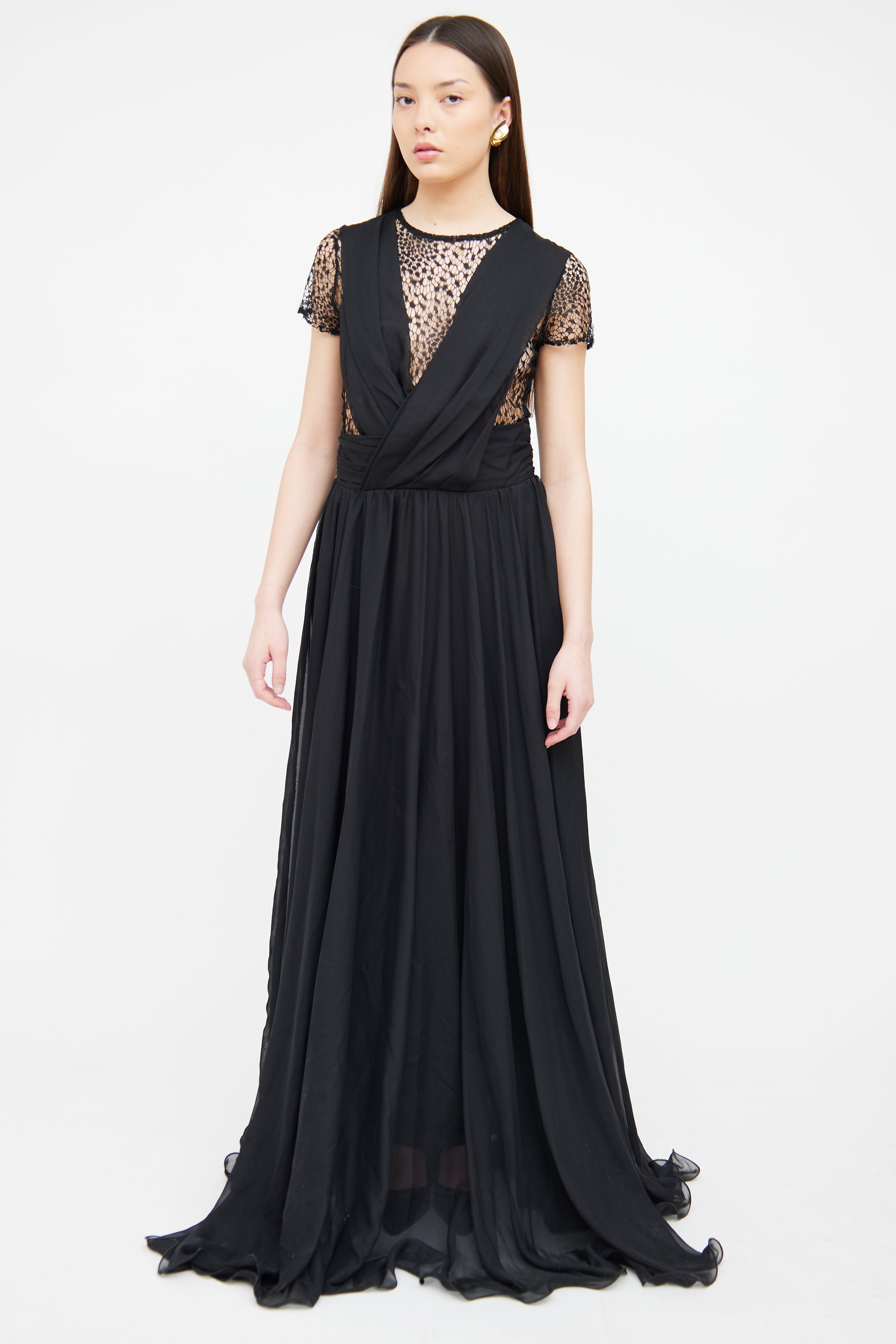Elie Saab // Lace Draped Gown VSP Consignment Elie Saab // Lace Draped Gown VSP Consignment