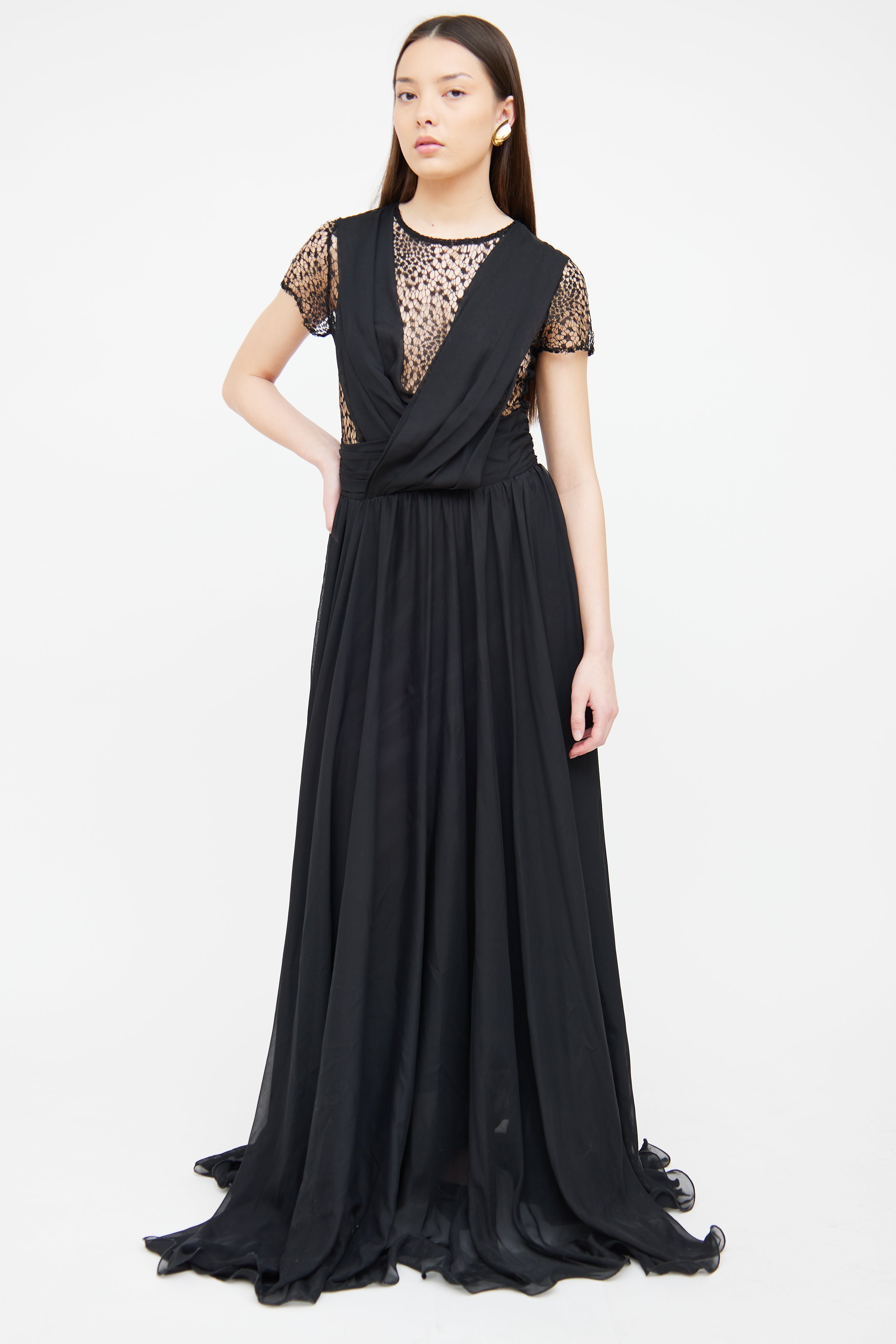 Elie Saab // Lace Draped Gown VSP Consignment Elie Saab // Lace Draped Gown VSP Consignment