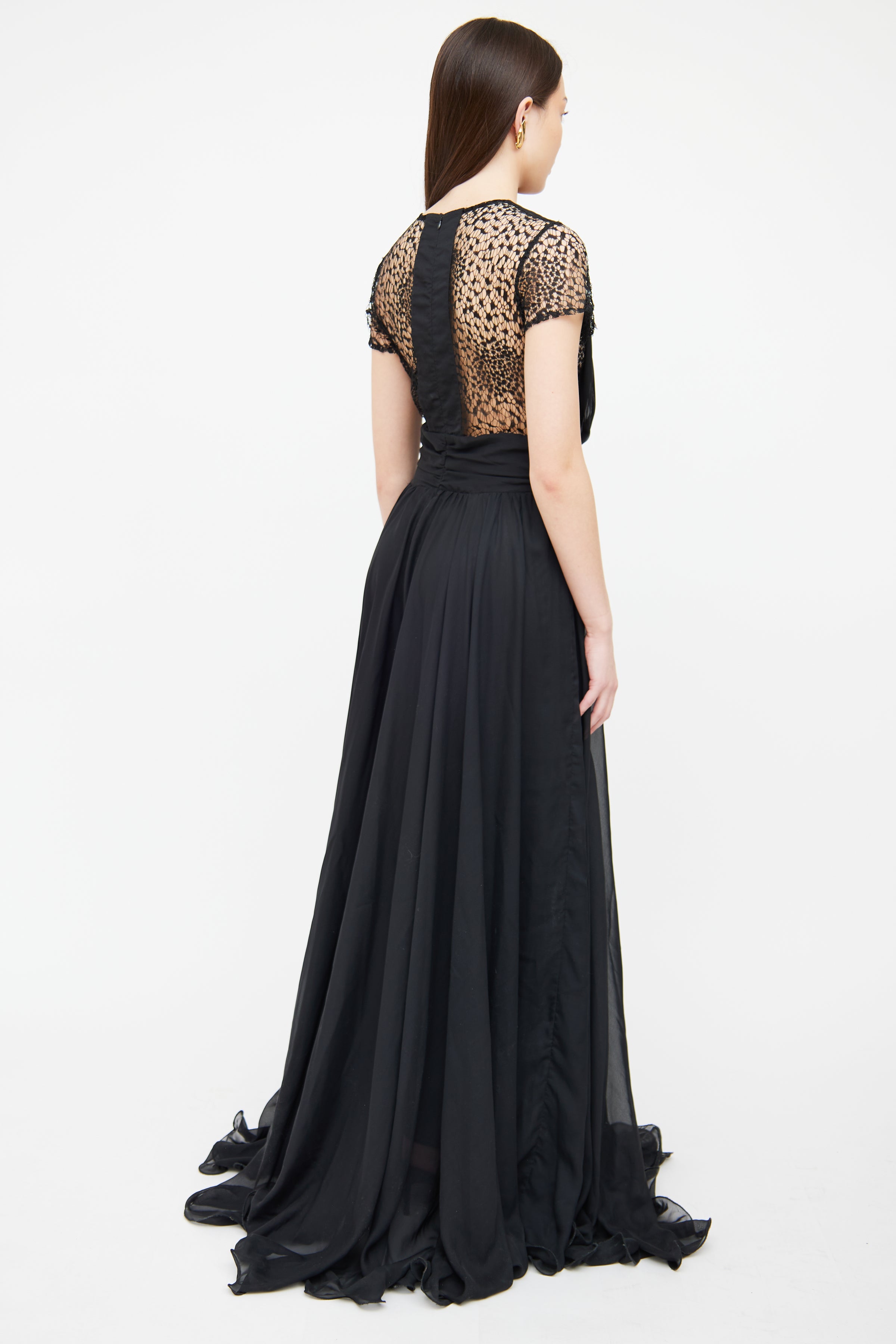 elie saab black dress Elie Saab // Lace Draped Gown – VSP Consignment