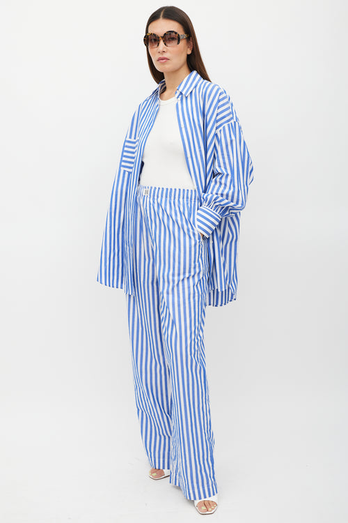 Elsa White & Blue Striped Co-Ord Set