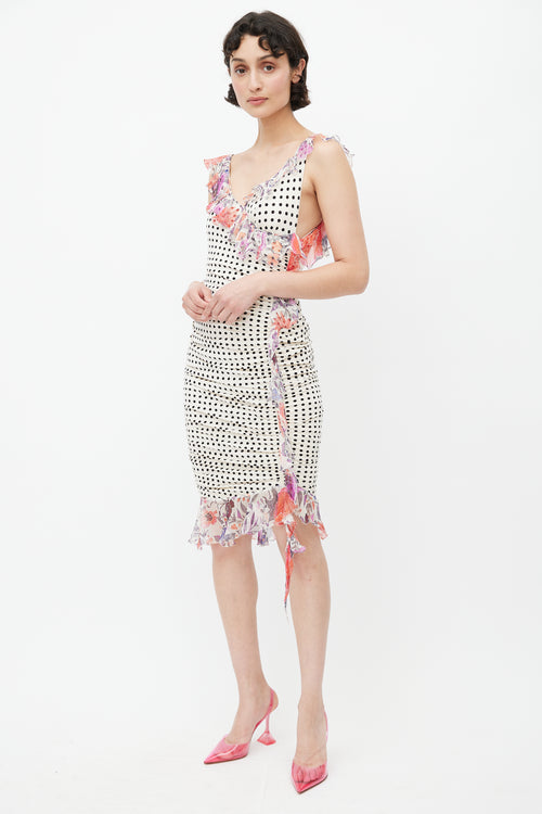 Emanuel Ungaro White & Multicolour Polka Dot Knit Dress