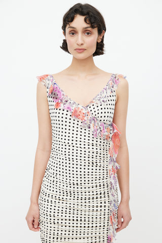 Emanuel Ungaro White & Multicolour Polka Dot Knit Dress