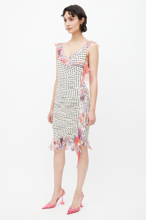 Emanuel Ungaro White & Multicolour Polka Dot Knit Dress