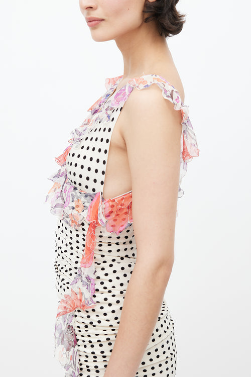 Emanuel Ungaro White & Multicolour Polka Dot Knit Dress