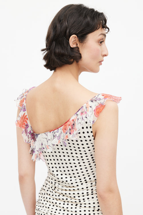 Emanuel Ungaro White & Multicolour Polka Dot Knit Dress