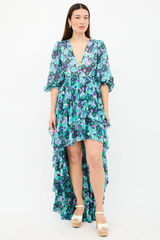 Emanuel Ungaro Silk Floral Ruffle Dress