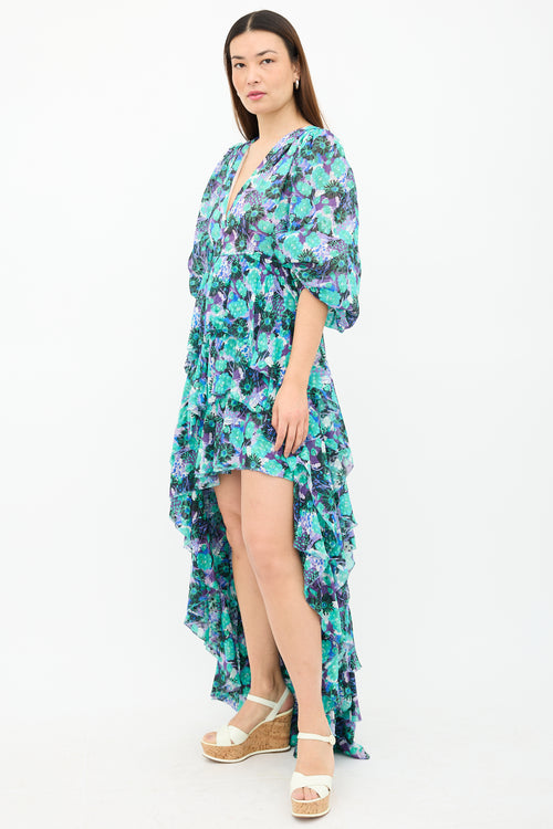 Emanuel Ungaro Silk Floral Ruffle Dress