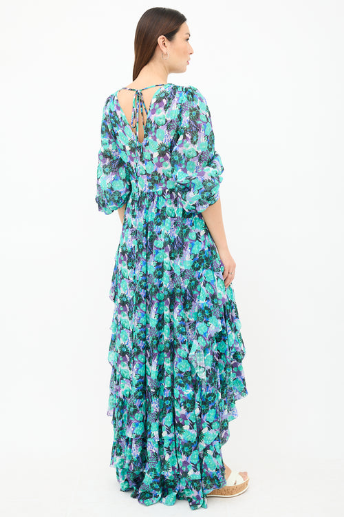 Emanuel Ungaro Silk Floral Ruffle Dress