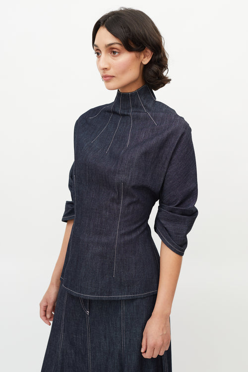 Emilia Wickstead Navy Denim Cut Out Set